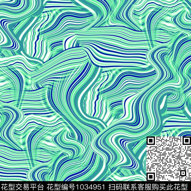 00911.jpg - 1034951 - 数码花型 民族风 抽象 - 数码印花花型 － 泳装花型设计 － 瓦栏