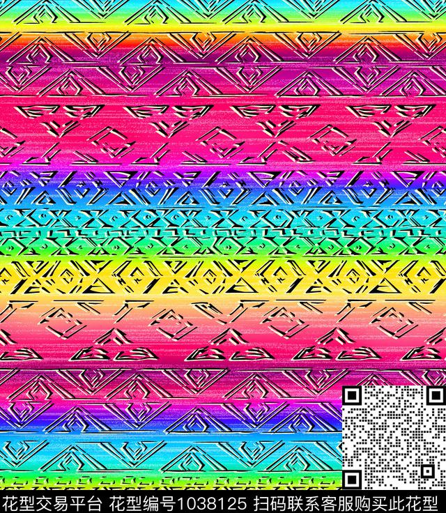 00935.jpg - 1038125 - 民族风 抽象 欧洲 - 数码印花花型 － 泳装花型设计 － 瓦栏