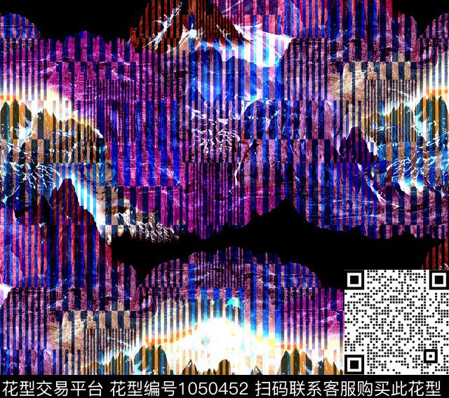 線條山水.jpg - 1050452 - 条纹 数码花型 抽象 - 数码印花花型 － 女装花型设计 － 瓦栏