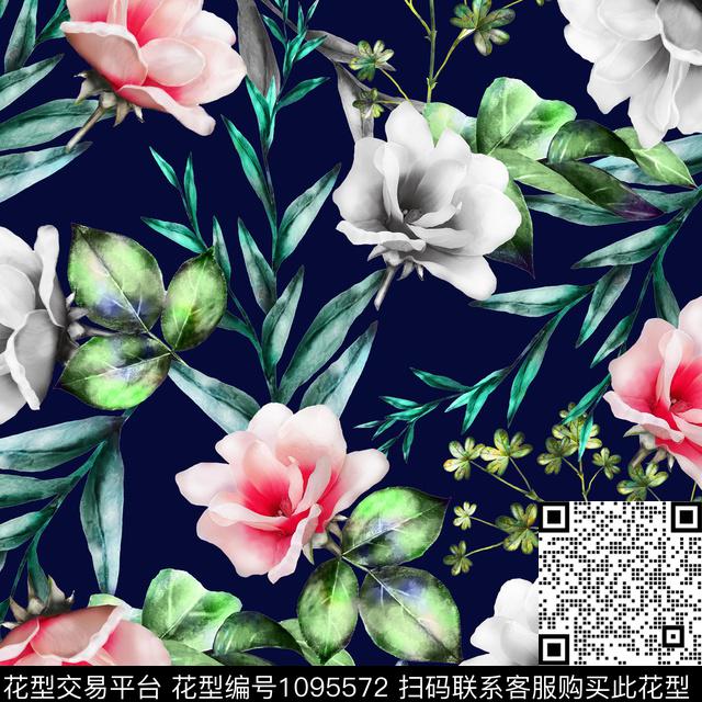 00961.jpg - 1095572 - 数码花型 花卉 绿植树叶 - 数码印花花型 － 泳装花型设计 － 瓦栏