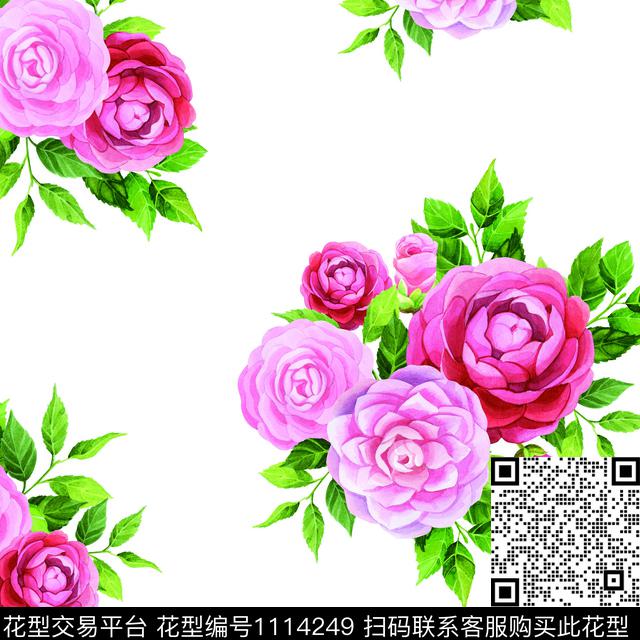 12.jpg - 1114249 - 玫瑰花 水彩花卉 手绘花卉 - 数码印花花型 － 女装花型设计 － 瓦栏