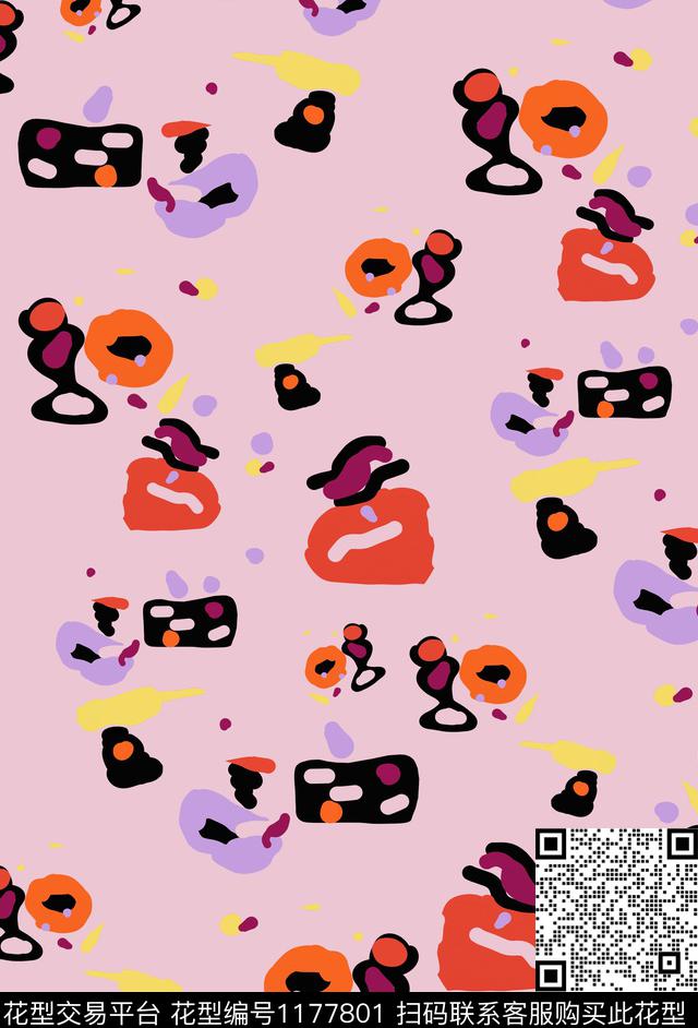 R1901008.jpg - 1177801 - 粉色 几何 豹纹 - 数码印花花型 － 泳装花型设计 － 瓦栏