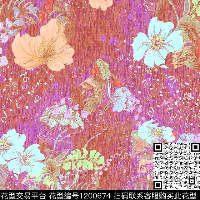 7.jpg - 1200674 - 手绘花卉 复杂 炫彩 - 数码印花花型 － 床品花型设计 － 瓦栏