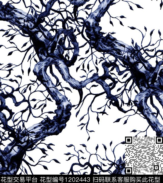R1902011A.jpg - 1202443 - 树 枝干 创意 - 数码印花花型 － 男装花型设计 － 瓦栏