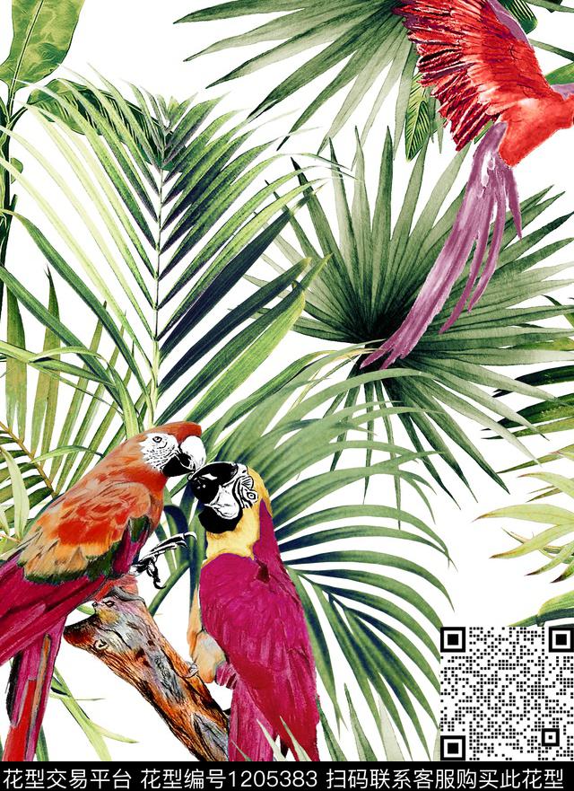 R1811093A.jpg - 1205383 - 鹦鹉 热带花型 palm - 数码印花花型 － 泳装花型设计 － 瓦栏