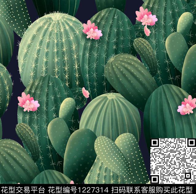 R1905113.jpg - 1227314 - 仙人掌 Cactus Flamingo - 数码印花花型 － 泳装花型设计 － 瓦栏