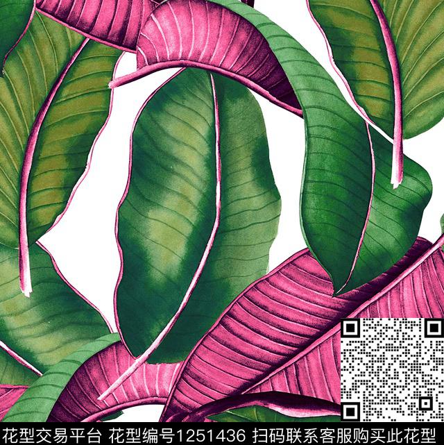 R1905067A.jpg - 1251436 - 棕榈树 绿植树叶 热带花型 - 数码印花花型 － 泳装花型设计 － 瓦栏