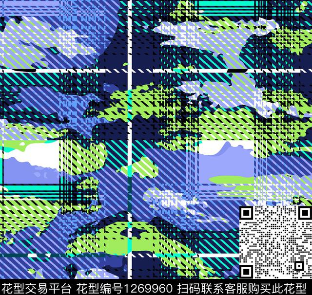 +90129.jpg - 1269960 - 格子迷彩组合 蓝色系列 泳裤系列 - 传统印花花型 － 泳装花型设计 － 瓦栏