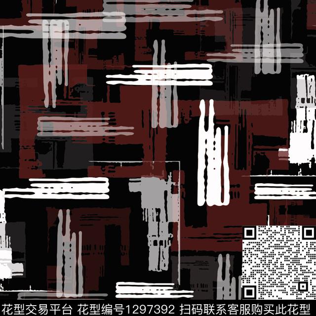 200221-mpjh-3-2.jpg - 1297392 - 几何 抽象 手绘线条笔触 - 数码印花花型 － 男装花型设计 － 瓦栏