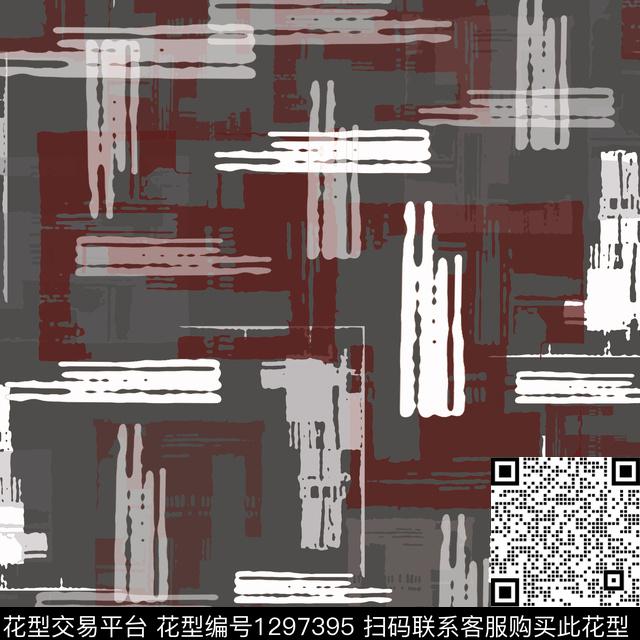 200221-mpjh-3-4.jpg - 1297395 - 几何 抽象 手绘线条笔触 - 数码印花花型 － 男装花型设计 － 瓦栏