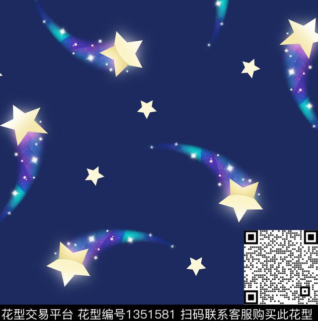 星星四方连续1.jpg - 1351581 - 星星 数码花型 抽象 - 数码印花花型 － 女装花型设计 － 瓦栏