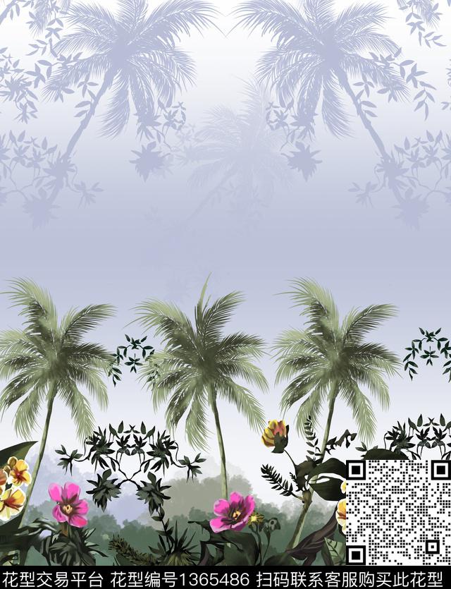z-156.jpg - 1365486 - 绿植树叶 数码定位花 花卉 - 数码印花花型 － 女装花型设计 － 瓦栏