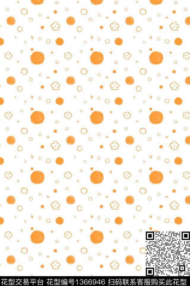 20201006修改后.jpg - 1366946 - 涂鸦 简约 橙色 - 传统印花花型 － 童装花型设计 － 瓦栏