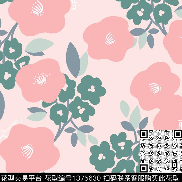 玛格丽特.jpg - 1375630 - 时尚 插画 花卉 - 传统印花花型 － 女装花型设计 － 瓦栏