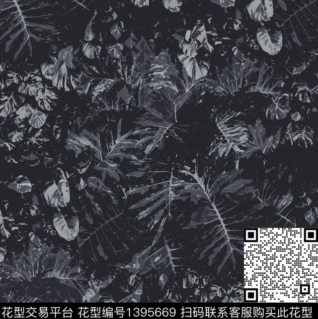 R2101128.jpg - 1395669 - 羽绒服 龟背竹 热带花型 - 数码印花花型 － 男装花型设计 － 瓦栏