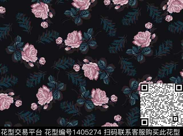 1900021-03.jpg - 1405274 - 连衣裙 衬衫 花卉 - 传统印花花型 － 女装花型设计 － 瓦栏