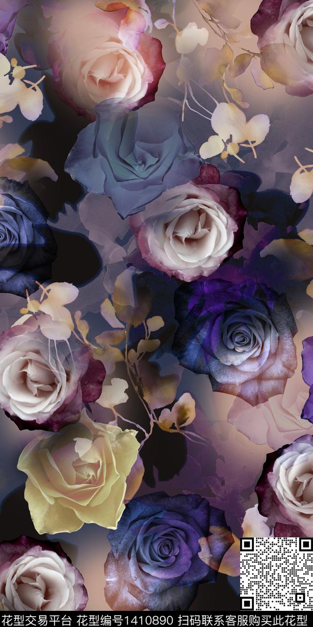 LZ-1-3.jpg - 1410890 - 花卉 3D立体 满版散花 - 数码印花花型 － 女装花型设计 － 瓦栏