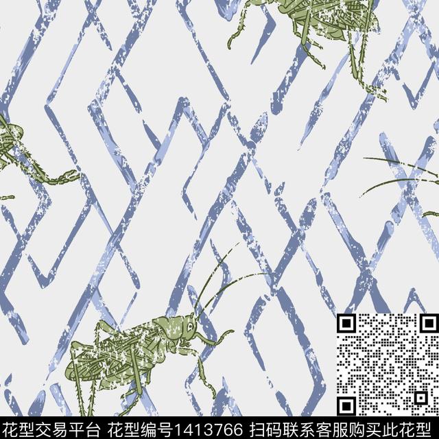 05.jpg - 1413766 - 几何 昆虫 趣味 - 传统印花花型 － 窗帘花型设计 － 瓦栏