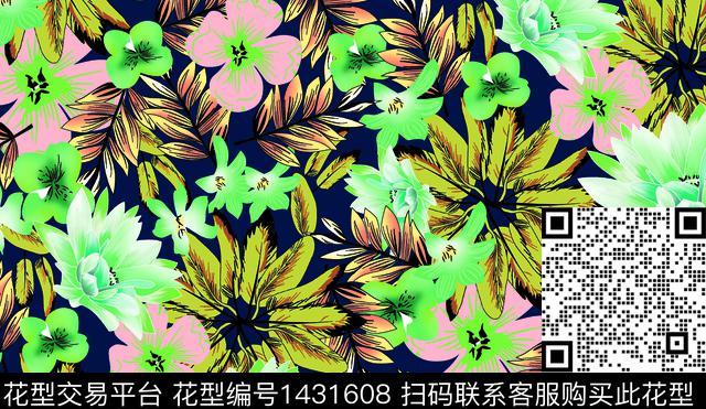 156.jpg - 1431608 - 数码花型 花卉 大牌风 - 数码印花花型 － 女装花型设计 － 瓦栏