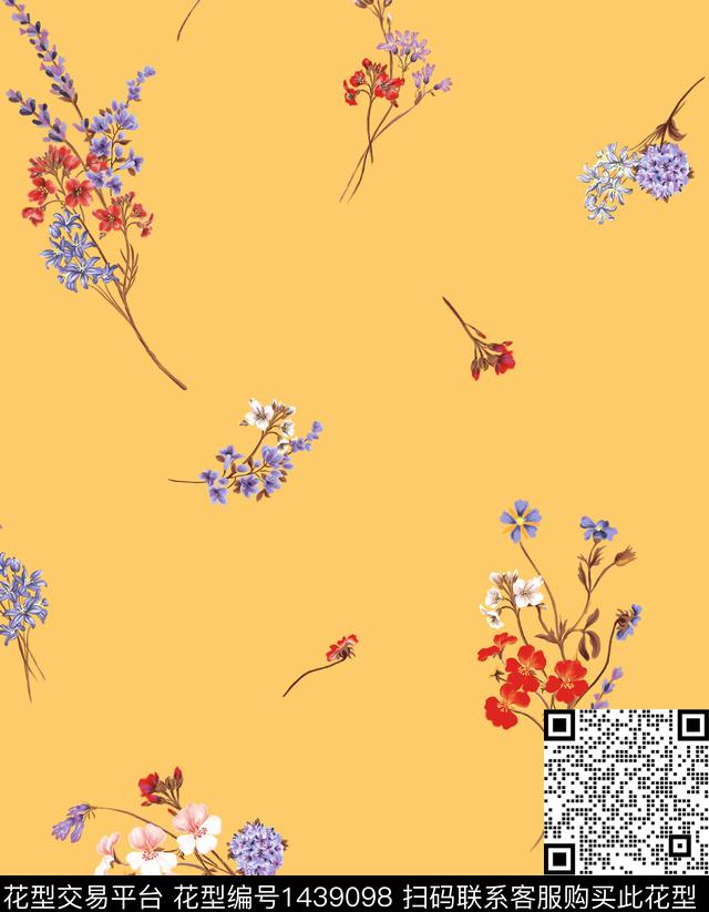 手绘花束.jpg - 1439098 - 复古 手绘花卉 花鸟 - 数码印花花型 － 女装花型设计 － 瓦栏