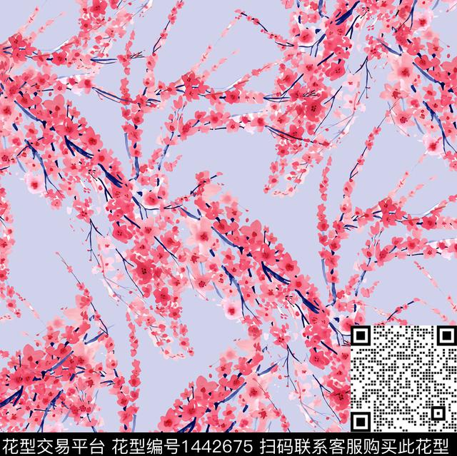 R2108133A.jpg - 1442675 - 梅花 大牌风 清新风 - 数码印花花型 － 女装花型设计 － 瓦栏