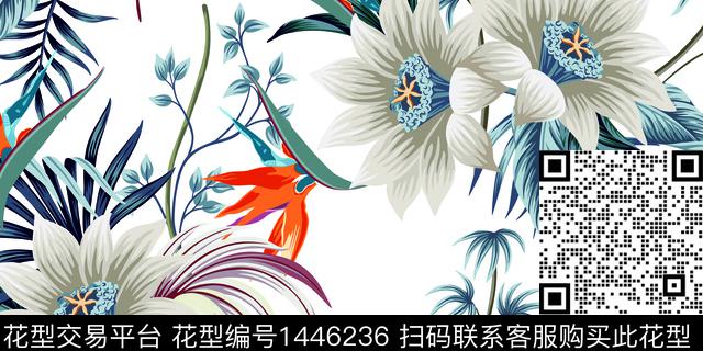 zhao-ttndh白.jpg - 1446236 - 绿植树叶 扎染花型 花卉 - 传统印花花型 － 女装花型设计 － 瓦栏