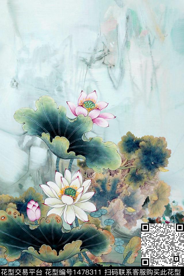 orst_lu1871A.jpg - 1478311 - 定位花 女装 香云纱 - 数码印花花型 － 女装花型设计 － 瓦栏