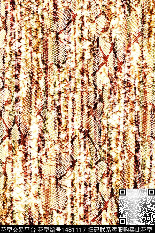 2022036ok1.jpg - 1481117 - 动物花卉 波浪纹 蛇纹 - 数码印花花型 － 女装花型设计 － 瓦栏