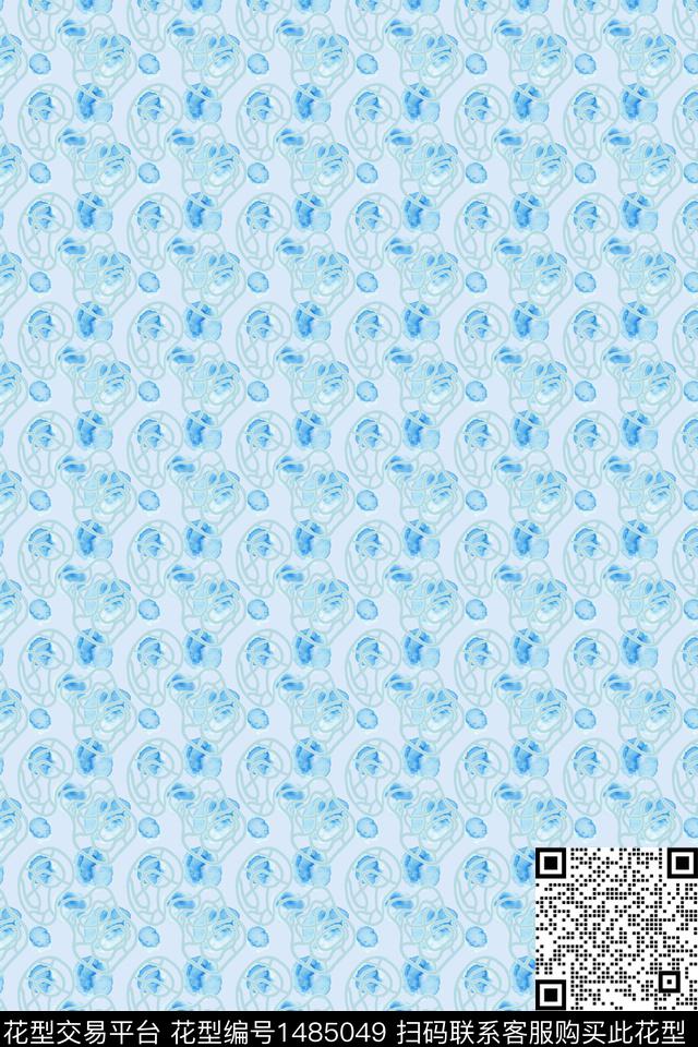 3.22蓝气泡.jpg - 1485049 - 炫彩 荧光 连衣裙 - 数码印花花型 － 女装花型设计 － 瓦栏
