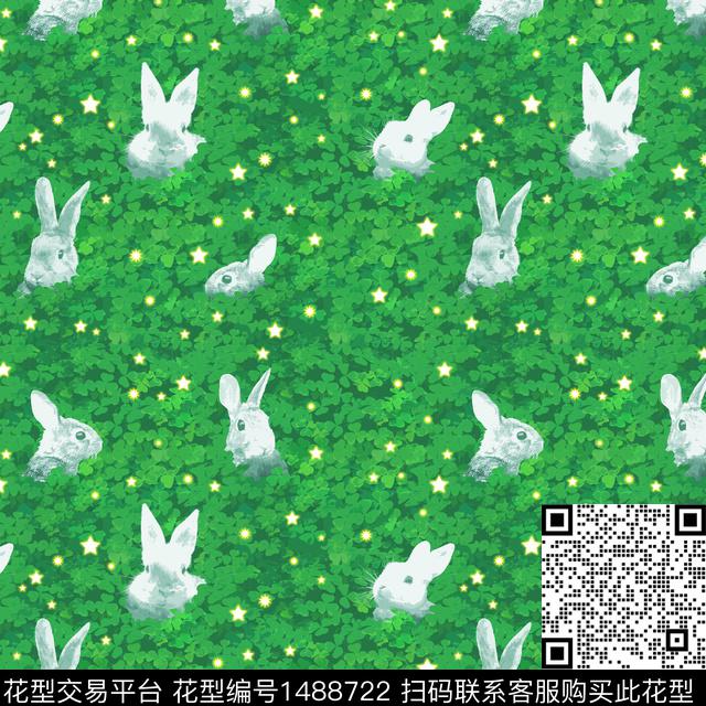 rabbit001fix.jpg - 1488722 - 绿植树叶 动物 - 数码印花花型 － 女装花型设计 － 瓦栏