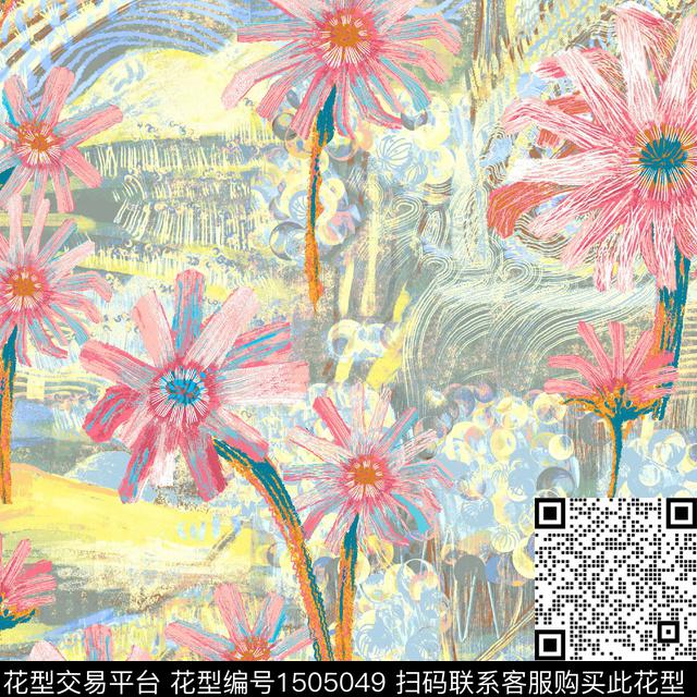 30.jpg - 1505049 - 向日葵 几何花卉 彩底花卉 - 数码印花花型 － 女装花型设计 － 瓦栏