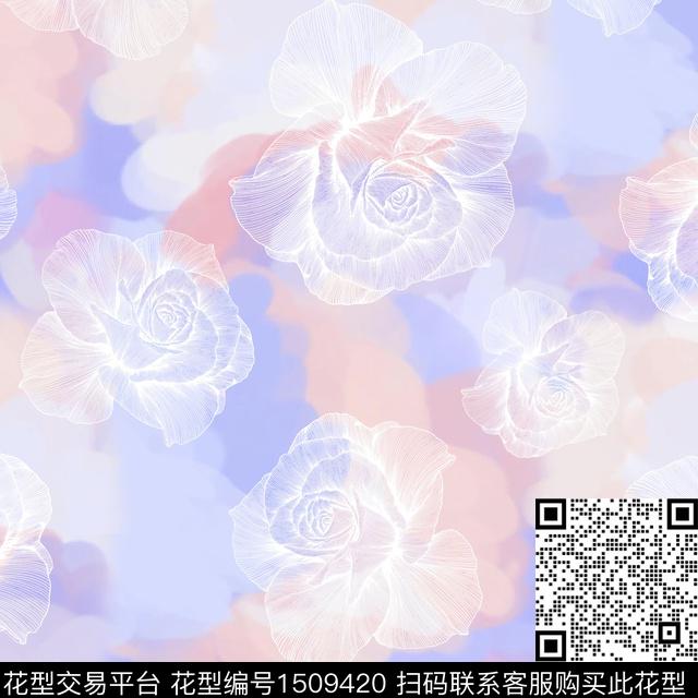 R2208102.jpg - 1509420 - 线条花卉 渐变 - 数码印花花型 － 女装花型设计 － 瓦栏