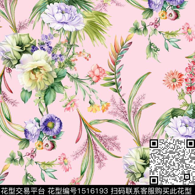 R2210050.jpg - 1516193 - 手绘花卉 清新风 粉红 - 数码印花花型 － 女装花型设计 － 瓦栏