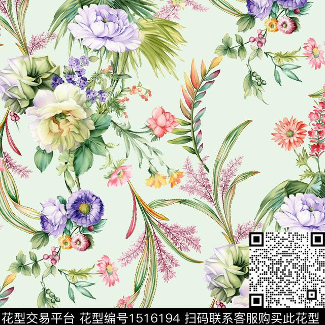 R2210050A.jpg - 1516194 - 手绘花卉 清新风 粉红 - 数码印花花型 － 女装花型设计 － 瓦栏