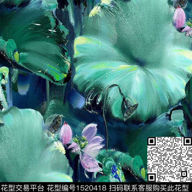 R2211096A.jpg - 1520418 - 油画花型 荷花 中国 - 数码印花花型 － 女装花型设计 － 瓦栏