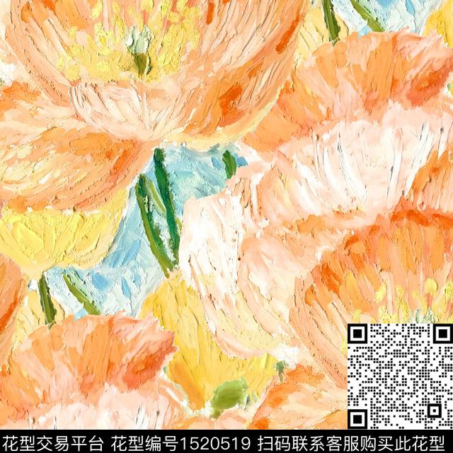 R2211107A.jpg - 1520519 - 虞美人 油画花型 大花 - 数码印花花型 － 女装花型设计 － 瓦栏