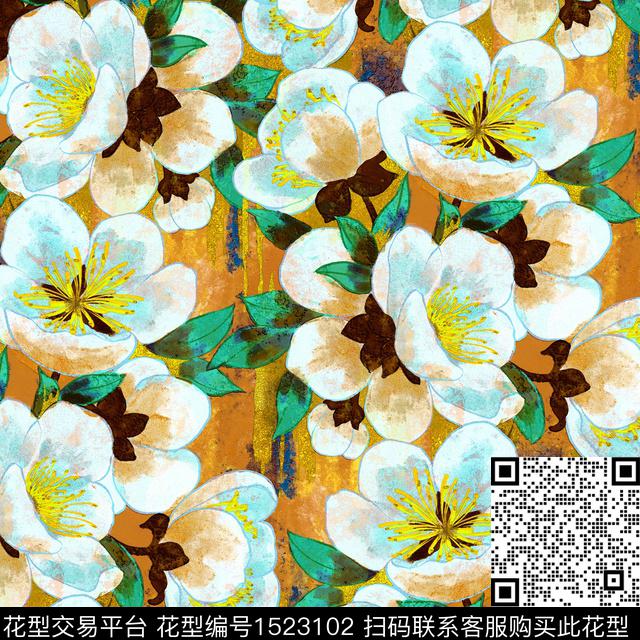 R2212045A.jpg - 1523102 - 菊花 油画花型 桃花 - 数码印花花型 － 女装花型设计 － 瓦栏