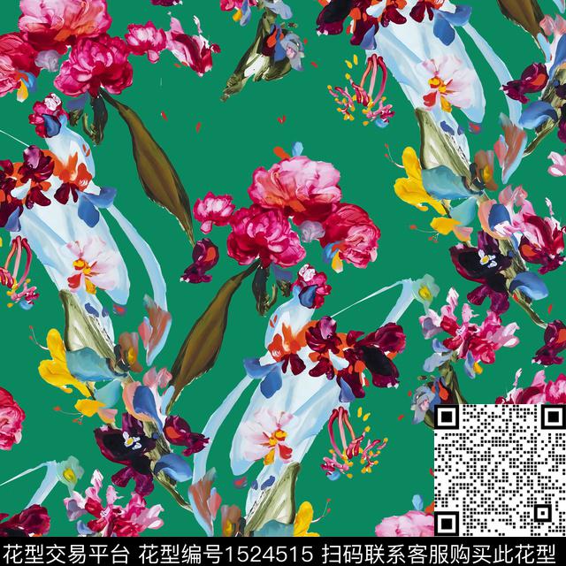 R2212119A.jpg - 1524515 - 向日葵 玫瑰花 油画花型 - 数码印花花型 － 女装花型设计 － 瓦栏