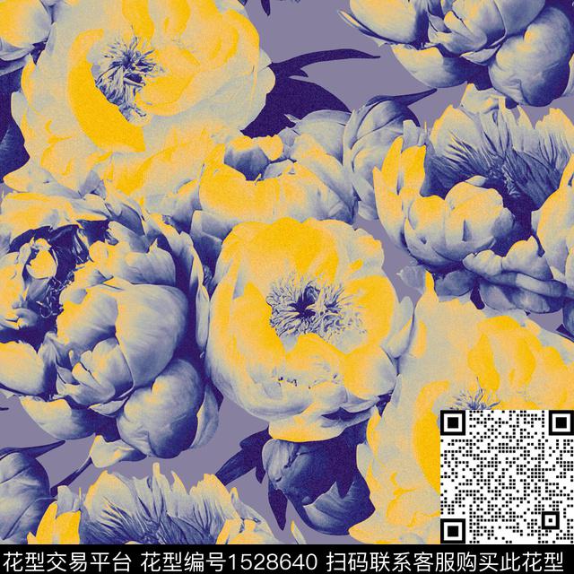 R2302089A.jpg - 1528640 - 牡丹 香云纱 大花 - 数码印花花型 － 女装花型设计 － 瓦栏