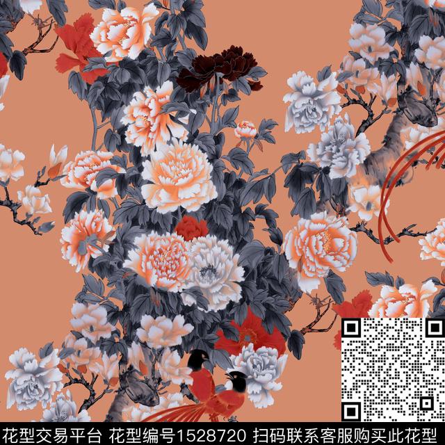 R2302091A.jpg - 1528720 - 牡丹 玉兰花 真丝 - 数码印花花型 － 女装花型设计 － 瓦栏