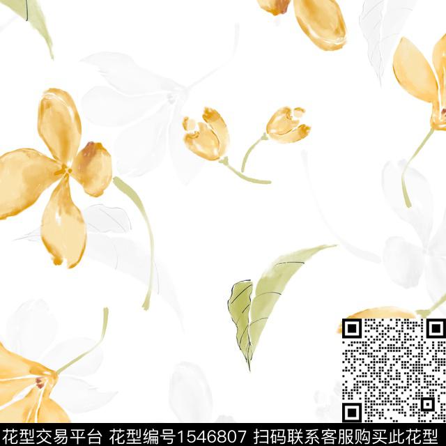 花8·7·1.jpg - 1546807 - 手绘花卉 水彩 花卉 - 数码印花花型 － 女装花型设计 － 瓦栏