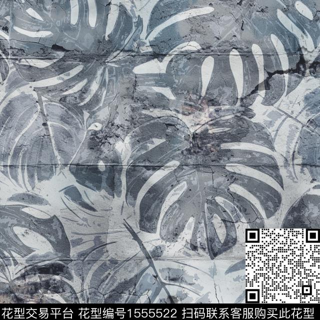 ZZ445 pattern wall.jpg - 1555522 - 热带叶子 抽象 肌理 - 数码印花花型 － 墙纸花型设计 － 瓦栏