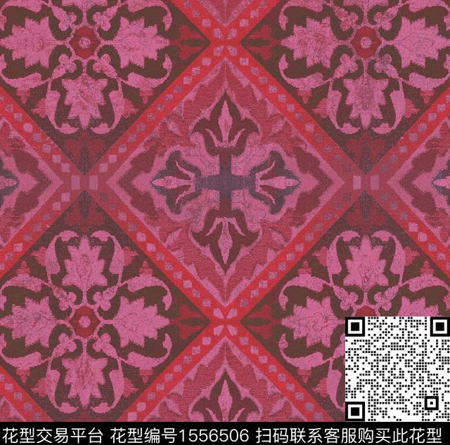 ZZ395 orange p v.jpg - 1556506 - 民族风 墙纸 几何 - 数码印花花型 － 墙纸花型设计 － 瓦栏