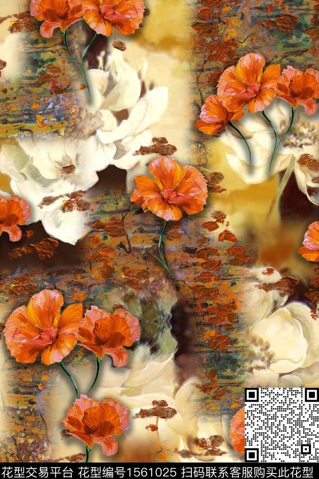 Orst_zz2045F.jpg - 1561025 - 底纹 花卉 中老年 - 数码印花花型 － 女装花型设计 － 瓦栏