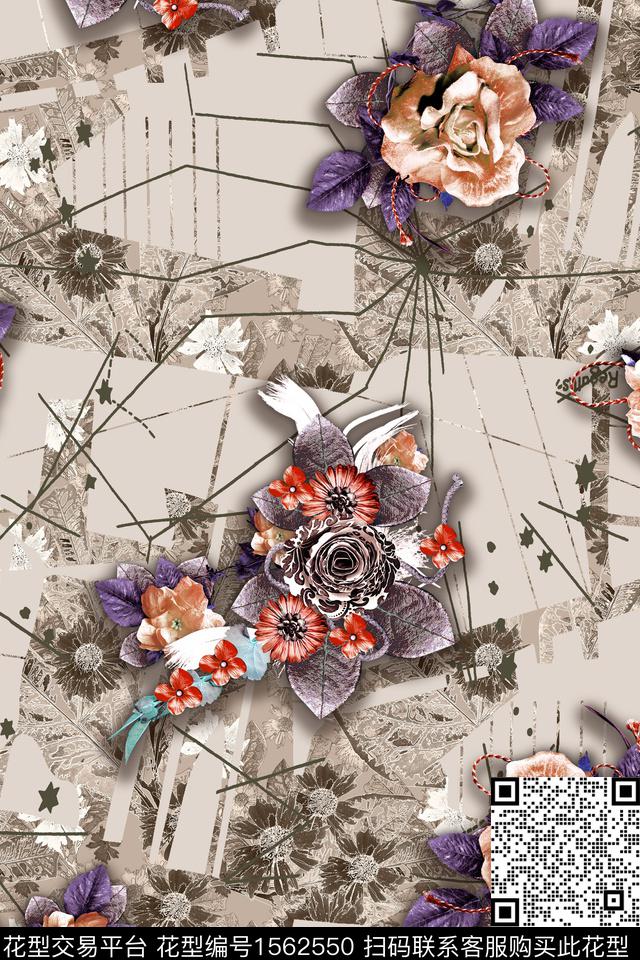 Orst_zz2192G.jpg - 1562550 - 线条 底纹 花卉 - 数码印花花型 － 女装花型设计 － 瓦栏