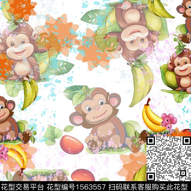 0808.jpg - 1563557 - 水果 卡通 猴子 - 数码印花花型 － 童装花型设计 － 瓦栏
