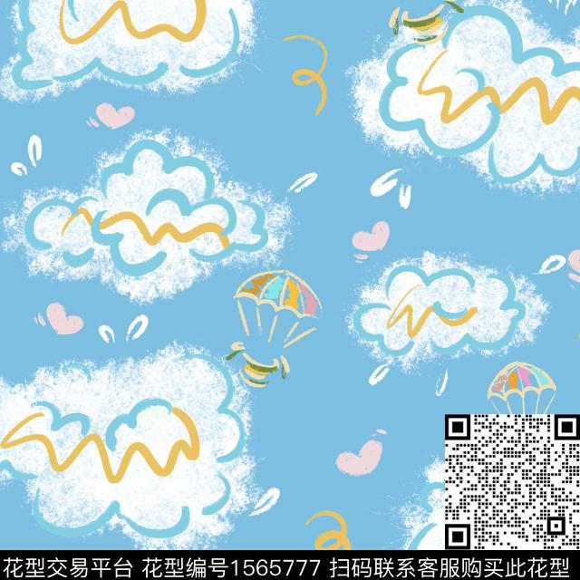 D3257280-C5DF-4481-AE3D-76F33E52557A.jpg - 1565777 - 可爱 趣味 云朵 - 数码印花花型 － 童装花型设计 － 瓦栏