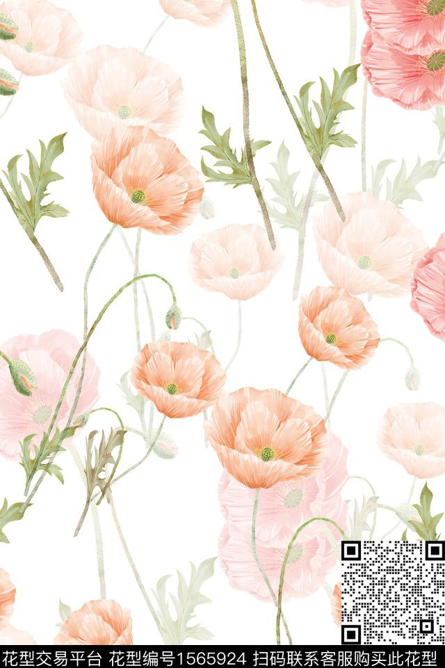 XZ5430.jpg - 1565924 - 小清新 清爽 影花 - 数码印花花型 － 女装花型设计 － 瓦栏