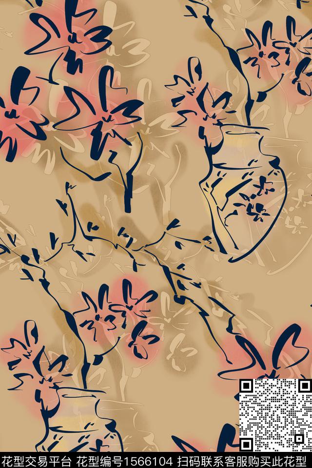 M2024040601 3.jpg - 1566104 - 花卉 水彩 抽象花卉 - 数码印花花型 － 女装花型设计 － 瓦栏