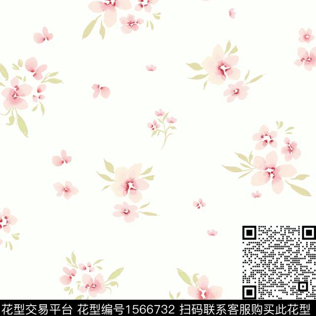 樱花碎花21.jpg - 1566732 - 小碎花 花卉 连衣裙 - 数码印花花型 － 女装花型设计 － 瓦栏